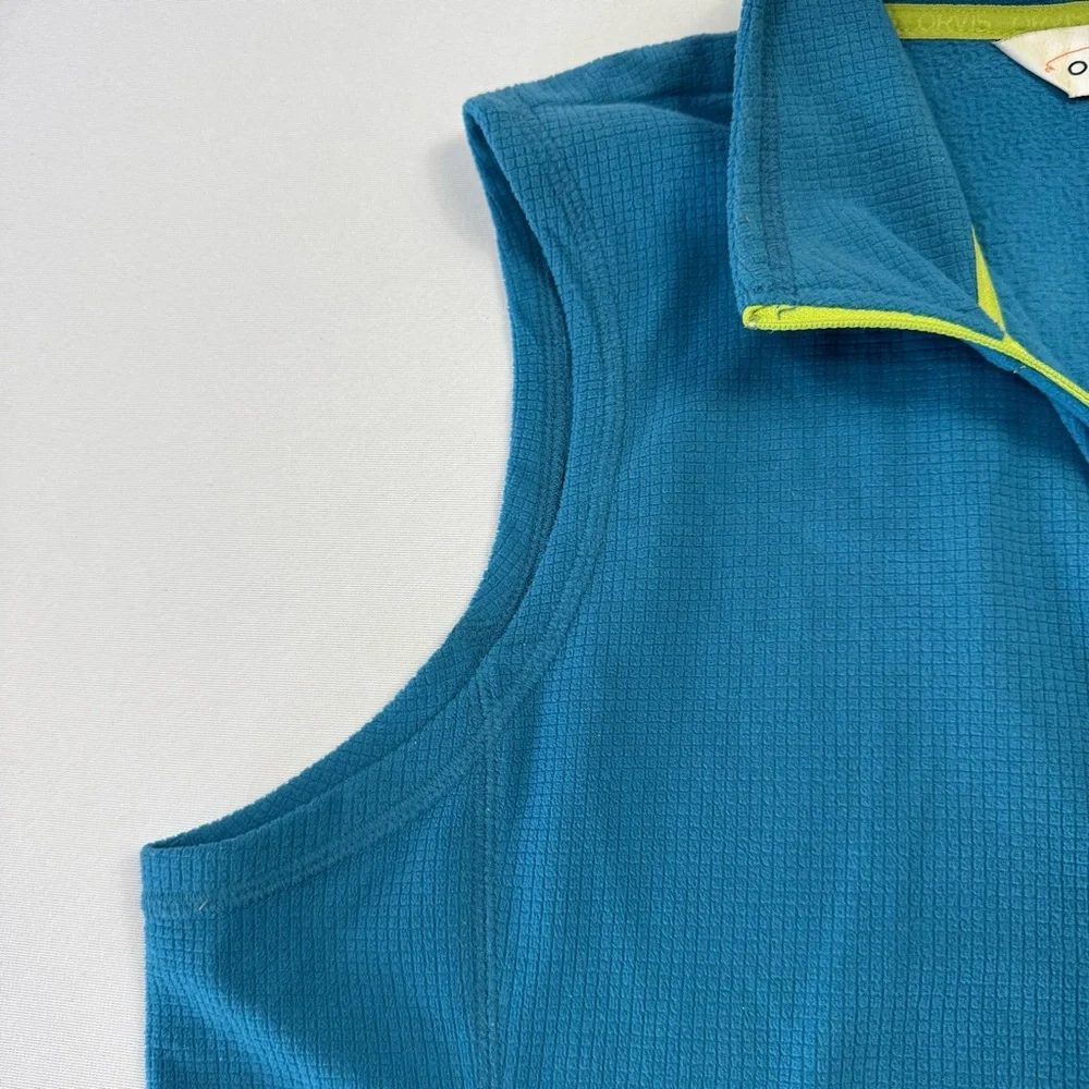 Orvis Women’s Fleece Jacket Vest‎ Full Zip Waffle-Knit Polyester Blue Large